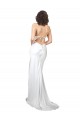 Sleeveless Cowl Neck Silk like Satin White Sweep Train Beach Wedding Dresses Adelaide