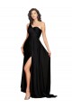 Sleeveless One Shoulder Silk like Satin Black Long Black Tie Evening Gown / Prom Dress / Bridesmaid Dress Adelaide