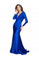 Long Sleeves V-Neck Silk like Satin Royal Blue Long Formal Evening Gown / Prom Dress / Bridesmaid Dress Adelaide