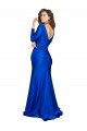 Long Sleeves V-Neck Silk like Satin Royal Blue Long Formal Evening Gown / Prom Dress / Bridesmaid Dress Adelaide