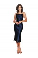 Sleeveless Cowl Neck Silk like Satin Dark Navy Cocktail Length Formal Evening Gown / Prom Dress / Bridesmaid Dress Adelaide