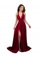 Sleeveless V-Neck Spandex Burgundy Long Black Tie Evening Gown / Prom Dress / Bridesmaid Dress Adelaide