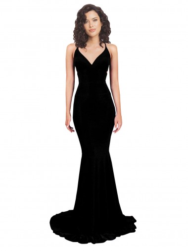 Sleeveless V-Neck Spandex Black Long Formal Evening Gown / Prom Dress / Bridesmaid Dress Adelaide