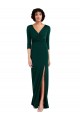 Long Sleeves V-Neck Spandex Dark Green Long Formal Evening Gown / Prom Dress / Bridesmaid Dress Adelaide