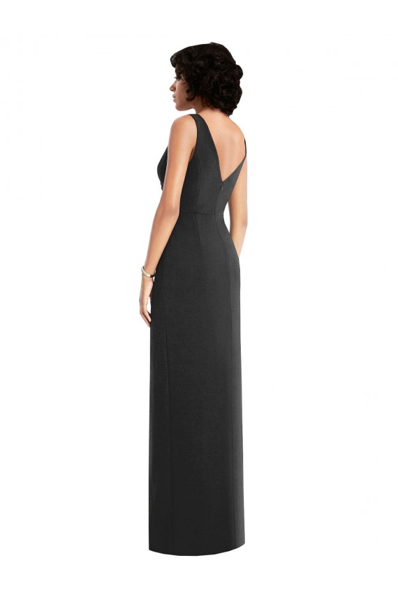 Sleeveless V-Neck Spandex Black Sheath Long Formal Evening Gown / Prom Dress / Bridesmaid Dress Adelaide