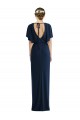 Short Sleeves Bateau Neck Spandex Dark Navy Long Semi Formal Evening Dress / Prom Dress / Bridesmaid Dress Adelaide