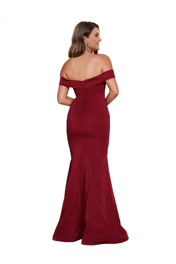 Sleeveless Off the Shoulder Spandex Burgundy Long Formal Plus Size Evening Gown / Prom Dress / Bridesmaid Dress Adelaide