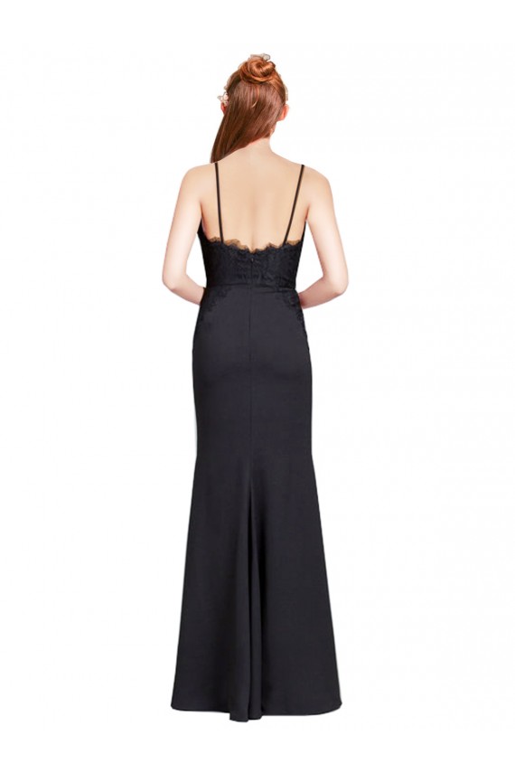 Sleeveless V-Neck Stretch Crepe Black Mermaid Long Prom Dress / Bridesmaid Dress Adelaide