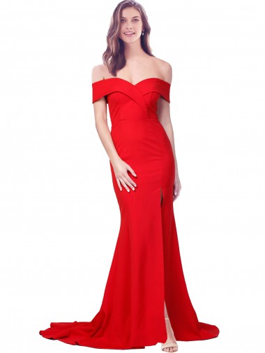 Sleeveless Sweetheart Stretch Crepe Red Long Bridesmaid Dress / Evening Dress Adelaide