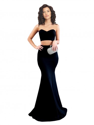 Sleeveless High Neck Stretch Crepe Black Mermaid Long Formal Evening Gown / Prom Dress / Bridesmaid Dress Adelaide