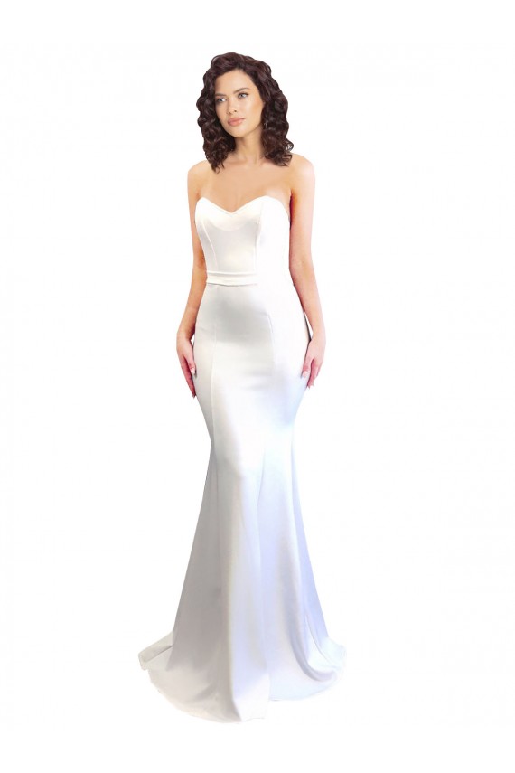 Sleeveless High Neck Stretch Crepe White Long Formal Evening Gown / Prom Dress / Bridesmaid Dress Adelaide