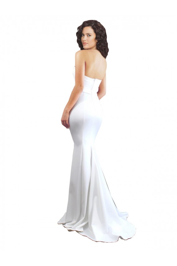 Sleeveless High Neck Stretch Crepe White Long Formal Evening Gown / Prom Dress / Bridesmaid Dress Adelaide