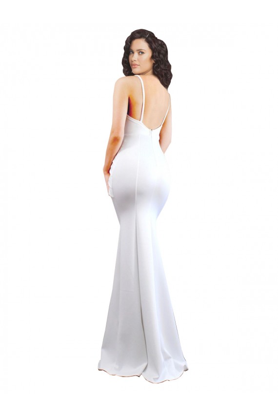 Sleeveless High Neck Stretch Crepe White Long Black Tie Evening Gown / Prom Dress / Bridesmaid Dress Adelaide
