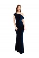 Sleeveless One Shoulder Stretch Crepe Dark Navy Long Formal Evening Gown / Prom Dress / Bridesmaid Dress Adelaide