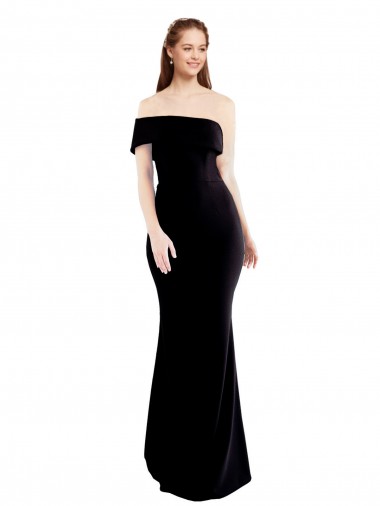 Sleeveless One Shoulder Stretch Crepe Black Long Formal Evening Gown / Prom Dress / Bridesmaid Dress Adelaide