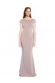 Cap Sleeves Boat Neck Stretch Crepe Dusty Pink Long Formal Evening Gown / Prom Dress / Bridesmaid Dress Adelaide