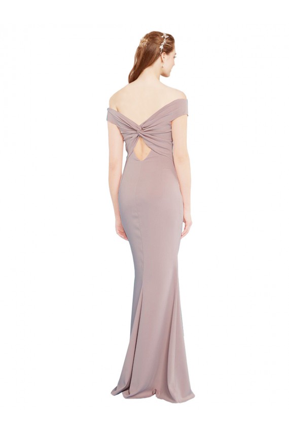 Sleeveless V-Neck Stretch Crepe Dusty Pink Long Formal Evening Gown / Prom Dress / Bridesmaid Dress Adelaide
