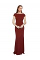 Cap Sleeves Round Neck Stretch Crepe Burgundy Long Formal Evening Gown / Prom Dress / Bridesmaid Dress Adelaide