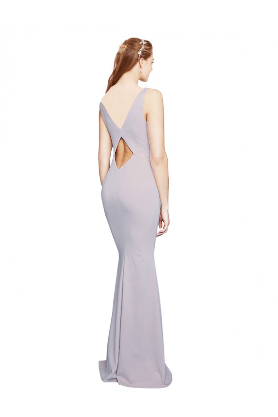 Sleeveless V-Neck Stretch Crepe Arctic Lilac Long Formal Evening Gown / Prom Dress / Bridesmaid Dress Adelaide