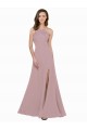 Sleeveless High Neck Stretch Crepe Dusty Pink A-Line Long Prom Dress / Bridesmaid Dress Adelaide