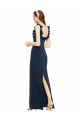 Sleeveless Scoop Neck Stretch Crepe Dark Navy Long Formal Evening Gown / Prom Dress / Bridesmaid Dress Adelaide