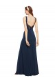 Sleeveless Round Neck Stretch Crepe Dark Navy Long Prom Dress / Bridesmaid Dress Adelaide