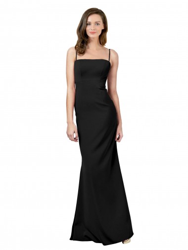 Sleeveless Square Neck Stretch Crepe Black Long Formal Evening Gown / Prom Dress / Bridesmaid Dress Adelaide