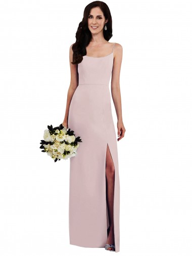 Sleeveless Spaghetti Straps Stretch Crepe Long Formal Evening Gown / Prom Dress / Bridesmaid Dress Adelaide