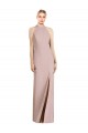 Sleeveless Halter Neck Stretch Crepe Dusty Pink Long Semi Formal Evening Dress / Bridesmaid Dress Adelaide