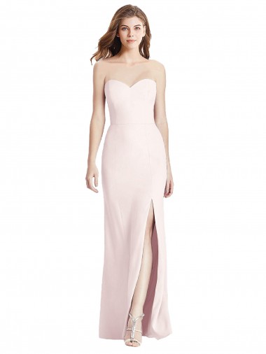 Sleeveless Strapless Stretch Crepe Pink Long Semi Formal Evening Dress / Prom Dress / Bridesmaid Dress Adelaide