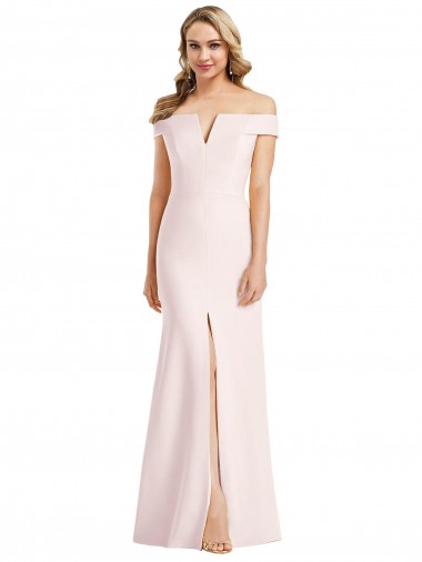 Sleeveless V-Neck Stretch Crepe Pink Long Bridesmaid Dress / Evening Dress Adelaide