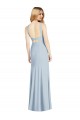 Sleeveless High Neck Stretch Crepe Light Sky Blue Long Formal Evening Gown / Bridesmaid Dress Adelaide