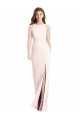 Sleeveless Bateau Neck Stretch Crepe Pink Long Semi Formal Evening Dress / Prom Dress / Bridesmaid Dress Adelaide