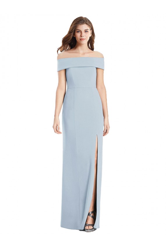 Sleeveless Off the Shoulder Stretch Crepe Light Sky Blue Long Formal Dress / Bridesmaid Dress Adelaide