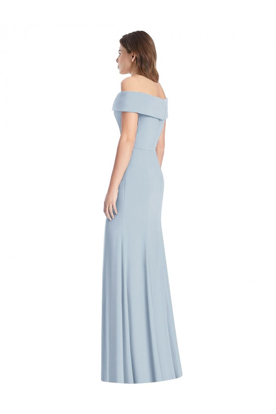 Sleeveless Off the Shoulder Stretch Crepe Light Sky Blue Long Formal Dress / Bridesmaid Dress Adelaide