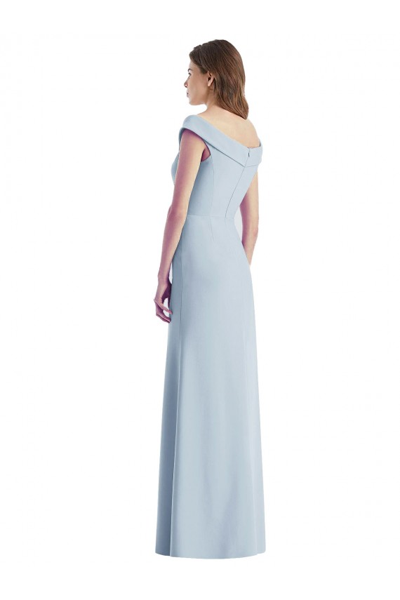Sleeveless V-Neck Stretch Crepe Light Sky Blue Long Black Tie Evening Gown / Bridesmaid Dress Adelaide