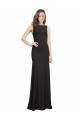 Sleeveless Bateau Neck Stretch Crepe Black Long Prom Dress / Bridesmaid Dress Adelaide