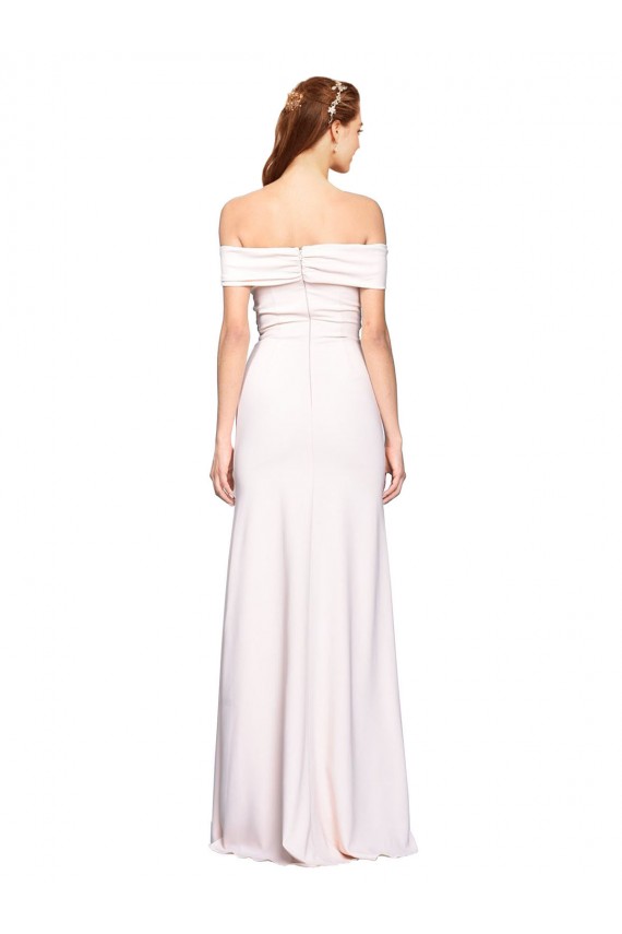 Sleeveless Off the Shoulder Stretch Crepe White Long Formal Dress / Bridesmaid Dress Adelaide