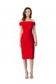Sleeveless Off the Shoulder Stretch Crepe Red Cocktail Length Formal Evening Gown / Prom Dress / Bridesmaid Dress Adelaide