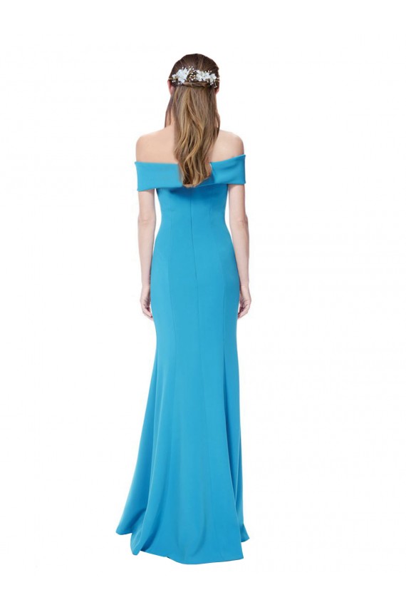 Sleeveless Off the Shoulder Stretch Crepe Peacock Blue Long Formal Dress / Bridesmaid Dress Adelaide