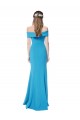 Sleeveless Off the Shoulder Stretch Crepe Peacock Blue Long Formal Dress / Bridesmaid Dress Adelaide