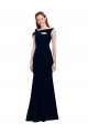 Sleeveless Off the Shoulder Stretch Crepe Dark Navy Long Formal Evening Gown / Prom Dress / Bridesmaid Dress Adelaide