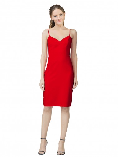 Sleeveless Sweetheart Stretch Crepe Red Cocktail Length Formal Evening Gown / Prom Dress / Bridesmaid Dress Adelaide