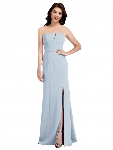 Sleeveless Strapless Stretch Crepe Light Sky Blue Long Bridesmaid Dress / Evening Dress Adelaide