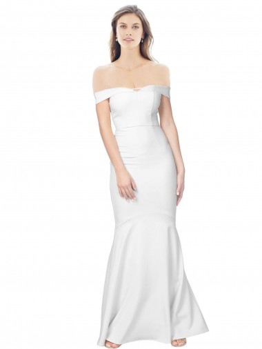 Sleeveless Off the Shoulder Stretch Crepe Ivory Long Formal Dress / Bridesmaid Dress Adelaide