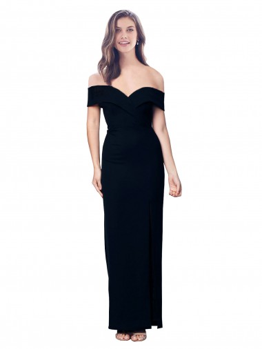 Sleeveless Sweetheart Stretch Crepe Black Long Formal Dress / Bridesmaid Dress Adelaide