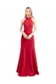 Sleeveless High Neck Stretch Crepe Red A-Line Long Formal Evening Gown / Prom Dress / Bridesmaid Dress Adelaide