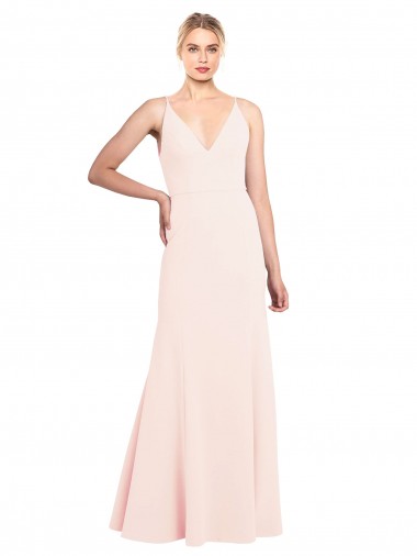 Sleeveless High Neck Stretch Crepe Pink Long Formal Evening Gown / Prom Dress / Bridesmaid Dress Adelaide