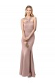 Sleeveless High Neck Stretch Crepe Dusty Pink Sheath Long Prom Dress / Bridesmaid Dress Adelaide