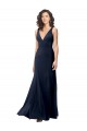 Sleeveless High Neck Stretch Crepe Dark Navy A-Line Long Formal Dress / Bridesmaid Dress Adelaide